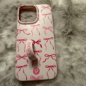 Loopy Case Pink Bow Design Size for IPhone 14 Pro Max